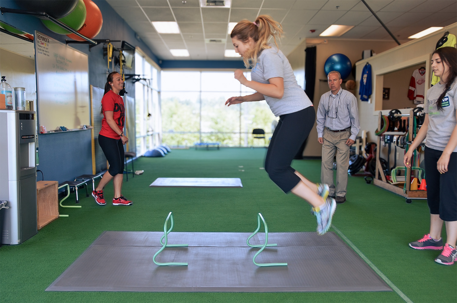 SmartCells Training Mats Exercise Older worker sitting in manufacturing environment